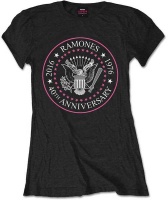Ramones - 40th Anniversary Pink Seal Ladies Black T-Shirt Photo