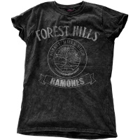 Ramones - Forest Hills Vintage Ladies Snow Wash Black T-Shirt Photo