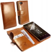 Tuff Luv Tuff-Luv Vintage Brown Leather Wallet Case Cover for Sony Xperia Z5 Compact - Brown Photo