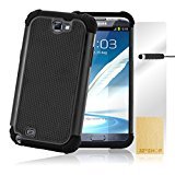 Samsung 32ndÂ® Shockproof Dual Defender Protective Case Cover For Galaxy Note 2 Note 2 N7100 including screen protector - Black Photo