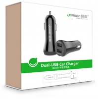 Ugreen 2-Port 2.4a USB Car Charger - Black Photo