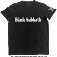 Black Sabbath - Logo & Daemon Applique Slub Mens Black T-Shirt Photo