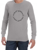 Lord of the Rings Script Mens Long Sleeve T-Shirt Grey Photo