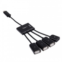 Tuff Luv Tuff-Luv Portable OTG Adapter 4" 1 USB Type-C to 3 x USB 2.0 Ports and 1 x Micro USB Power Supply - Black Photo