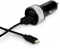 Port Designs Port Design 2 Port USB Car Charger with Micro USB Cable - Black Photo