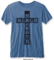 Black Sabbath - Vintage Cross Mens Burnout Mid Blue T-Shirt Photo