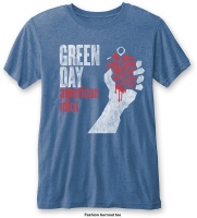 Green Day - American Idiot Vintage Mens Burnout Mid Blue T-Shirt Photo