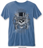 Guns N Roses - Faded Skull Mens Burnout Mid Blue T-Shirt Photo