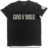Guns N Roses - Logo & Bullet Circle Applique Slub Mens Black T-Shirt Photo