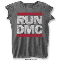 Burn Out BLACK Label Run DMC Ladies Fashion Tee: DMC Logo with Burn Out Finishing Photo