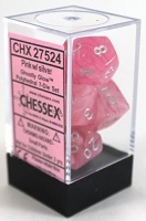 Chessex Manufacturing Chessex - Set of 7 Polyhedral Dice - Ghostly Glow Pink with Silver Photo