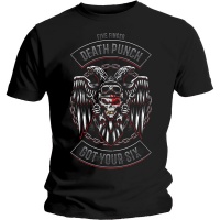 Five Finger Death Punch Biker Badge Mens Black T-Shirt Photo