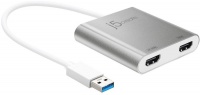 j5 create USB 3.0 to Dual HDMI Multi-Monitor Adapter - Silver Photo