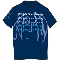 John Lennon Give Peace a Chance Mens Blue T-Shirt Photo
