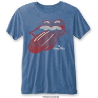 Rolling Stones Vintage Tongue Burnout Mens Mid Blue T-Shirt Photo