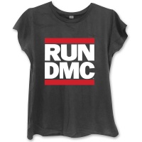 Run DMC Logo Ladies Fitted Black T-Shirt Photo