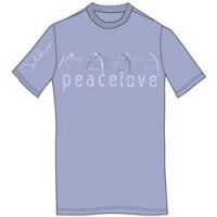 John Lennon Peace & Love Mens Light Blue T-Shirt Photo