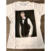Justin Bieber Tux Allover Ladies Skinny White T-Shirt Photo