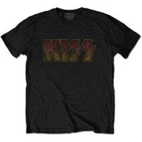 Kiss Classic Logo Vintage Mens Black T-Shirt Photo