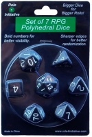 Role 4 Initiative - Set of 7 Polyhedral Dice - Opaque Black & White Photo