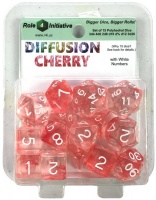 Role 4 Initiative - Set of 15 Polyhedral Dice - Diffusion Cherry & White Photo