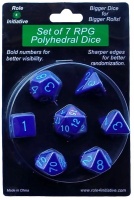 Role 4 Initiative - Set of 7 Polyhedral Dice - Opaque Dark Blue & White Photo