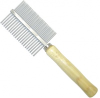 MCP - Metal Double Sided Dog Comb with Wooden Handle Photo