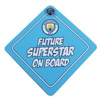 Manchester City - Club Crest & Text "Future Superstar On Board" Baby On Board Sign Photo