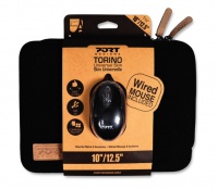 Port Designs - Torino Sleeve 10/12.5" - Black & USB Wired Mouse Photo