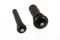 Allparts Acoustic Guitar Ebony Unslotted Bridge End Pins with Mother of Pearl and Strap Button Photo
