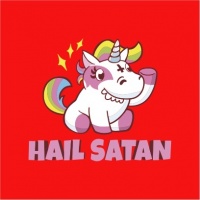Hail Satan Unicorn Menâ€™s Red T-Shirt Photo