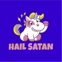 Hail Satan Unicorn Menâ€™s Royal Blue T-Shirt Photo