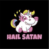 Hail Satan Unicorn Womenâ€™s Black T-Shirt Photo