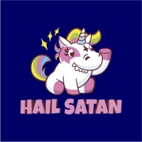 Hail Satan Unicorn Womenâ€™s Navy T-Shirt Photo