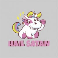Hail Satan Unicorn Womenâ€™s Grey T-Shirt Photo