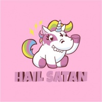 Hail Satan Unicorn Womenâ€™s Pink T-Shirt Photo