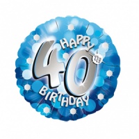 Anagram - 18" Holo Everts Foil Balloon - 40th Birthday- Blue Photo