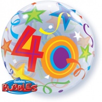 Qualatex - 22" Single Bubble Balloon - 40th Birthday - Brilliant Stars Photo