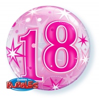 Qualatex - 22" Single Bubble Balloon - 18th Pink Starburst Sparkle Photo