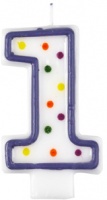 Amscan - Polka Dots Number Candle - 1 Photo