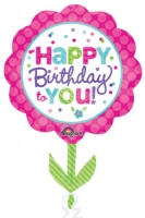 Anagram - Supershape Foil Balloon - Pink/Teal - Happy Birthday Photo