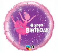Qualatex - 18" Round Foil Balloon - Birthday Ballerina Photo