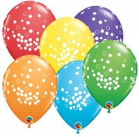 Qualatex - 11" Tropical Assorted Latex Balloon - Birthday Confetti Dots Photo