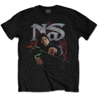 Nas Red Rose Menâ€™s Black T-Shirt Photo