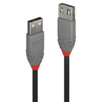 Lindy 0.5m USB2.0 A Male to Female USB Extension Cable - Grey/Black Photo