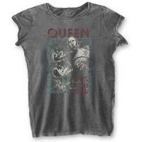 Queen News of the World Burn Out Ladies Charcoal T-Shirt Photo
