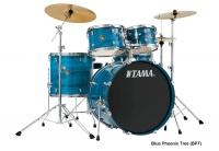 Tama RC52KH6 Rhythm Mate 5 pieces Limited Edition Acoustic Drum Kit - Blue Phoenix Tree Photo