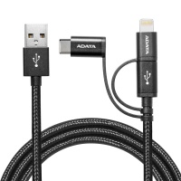 ADATA 3-in-1 Cable Micro USB USB-C/Lighting Cable - Black Photo