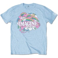 John Lennon Rainbows Love & Peace Menâ€™s Light Blue T-Shirt Photo