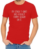 Funny Slogan Men’s Red T-Shirt Photo